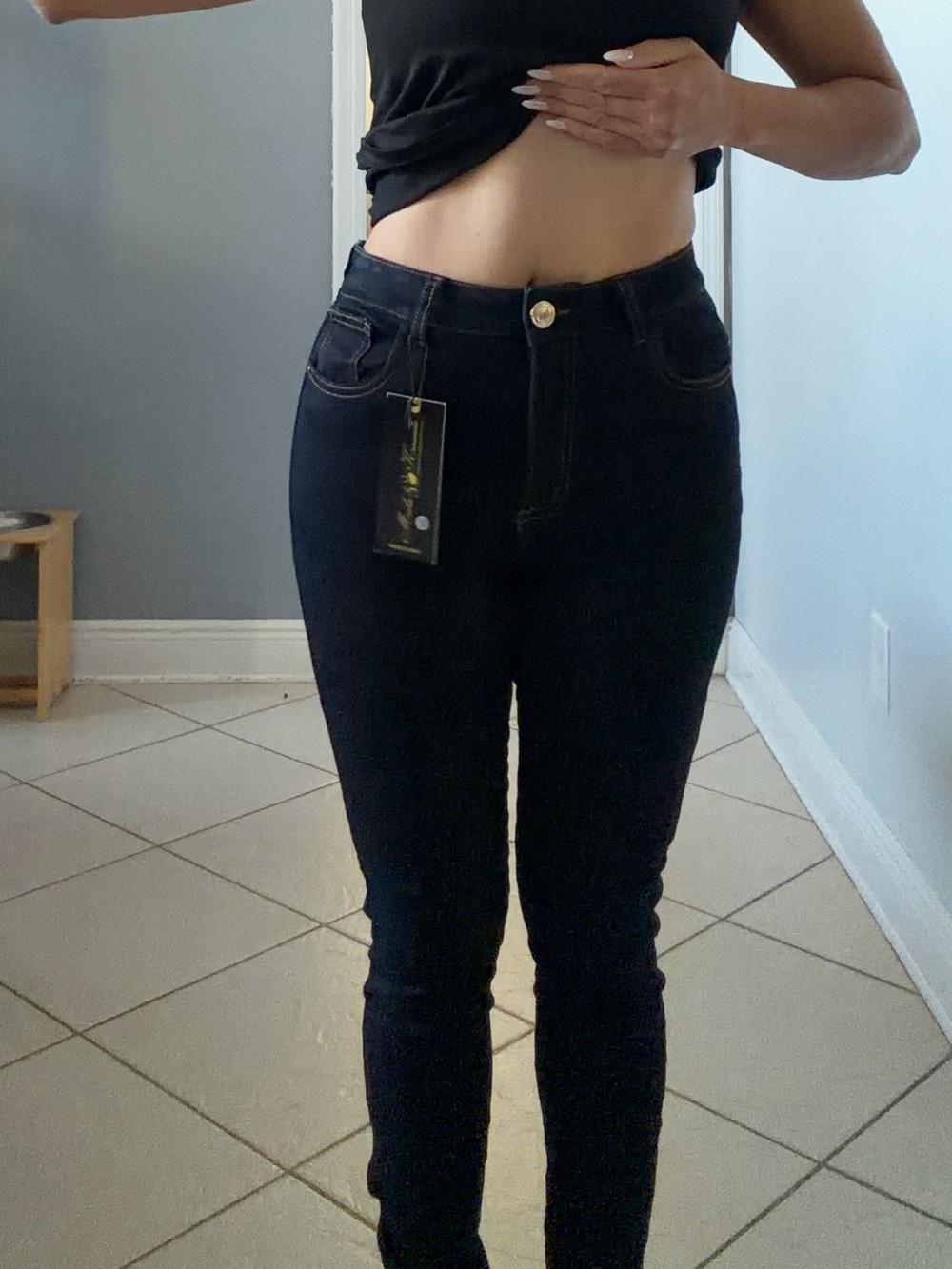 🇨🇴 Colombian Sculpting High Waist Dark Blue Skinny Jeans BBL 🍑 Effect Size 7 💫